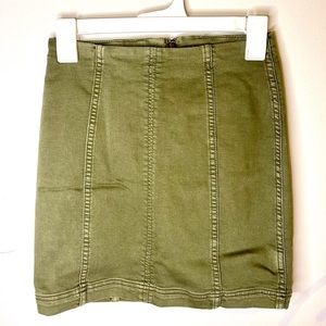 Free People Olive Green Jean Mini Skirt